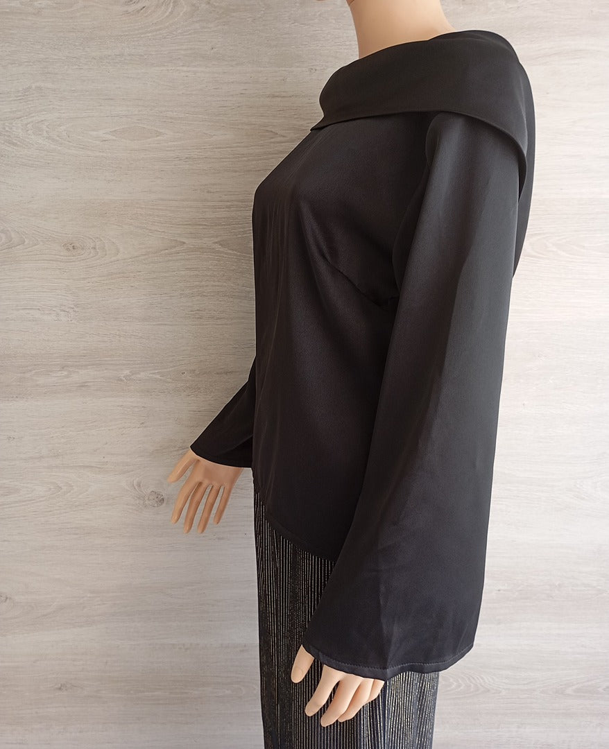 Blouse manches longues 🌸 Armonias -🌸 S - Noir - Neuf avec étiquette - visuel satin
