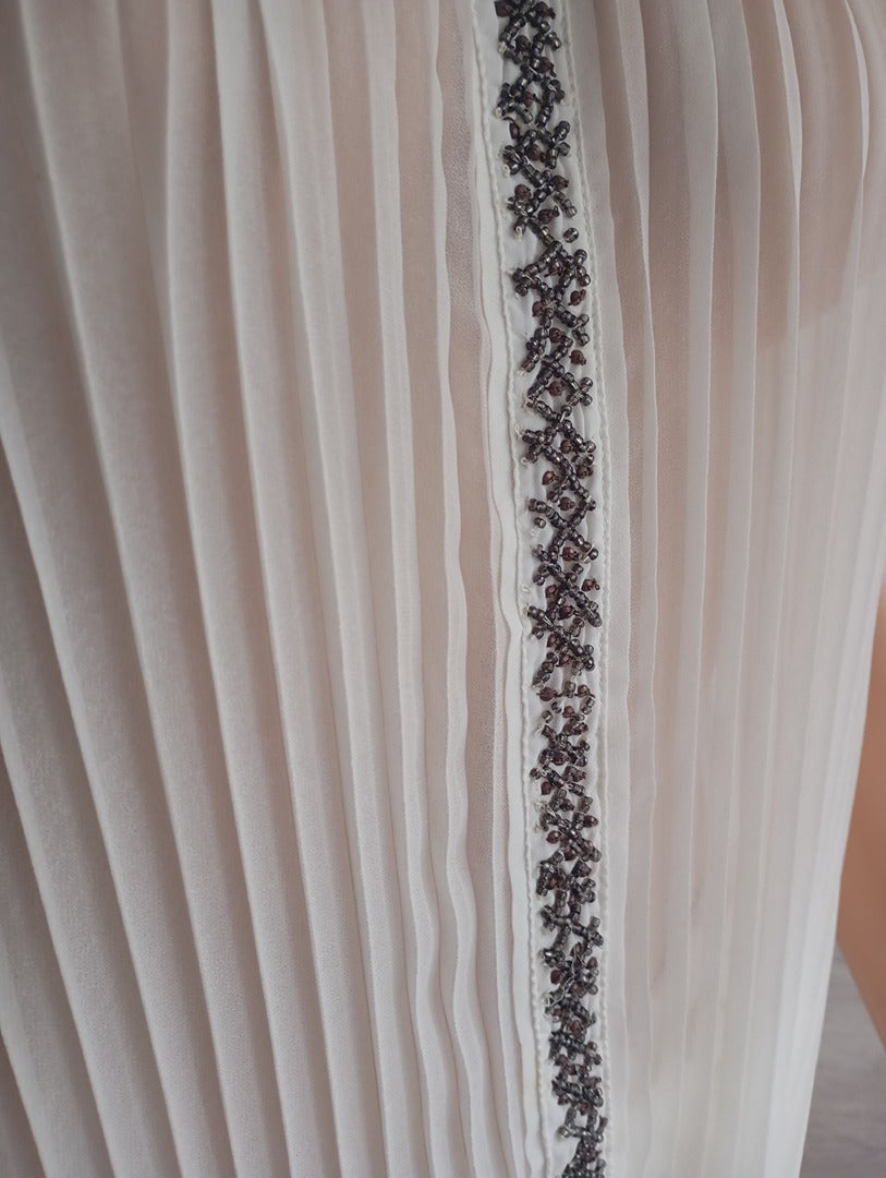 joli Haut/top de soirée fête - sans manches - plissé - transparent zara blanc taille S - perlé