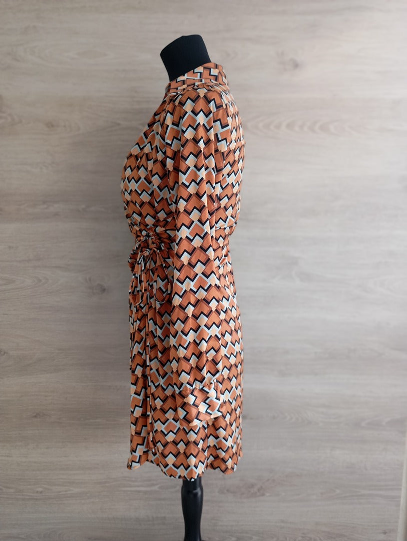 Robe portefeuille manches longues - Mango - Xs - Marron