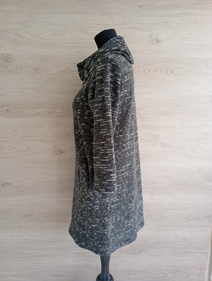 Robe courte d'hiver en maille Moda Carolina - manches longues - S - gris - col cheminé - poches