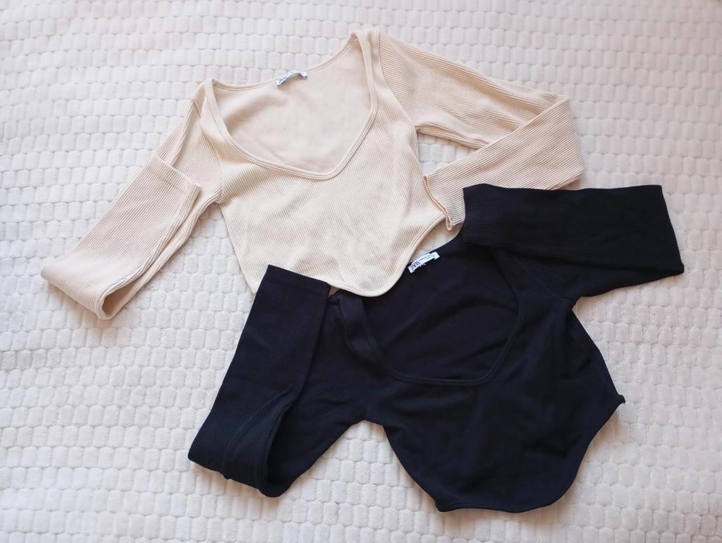 Lot crop top femme M/l Zara manches longues multicolore