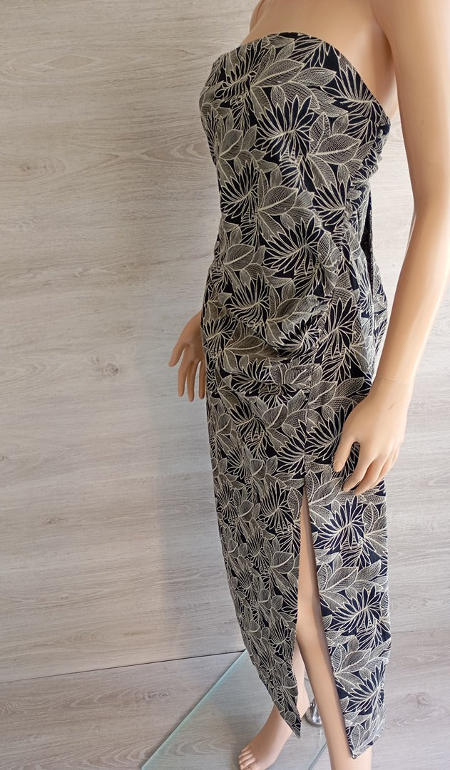 Robe bustier fleurie noir & beige — Zara — Taille L — Neuve