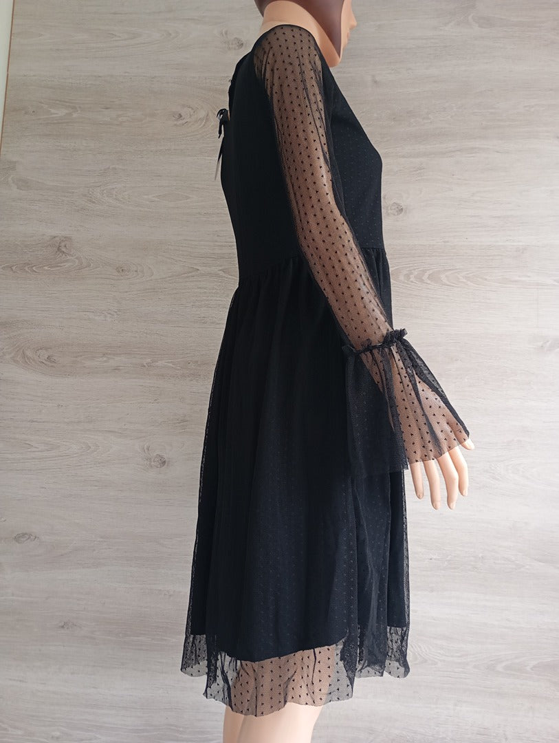 Superbe robe plumetis avec manches transparentes - Na-kd taille S - Noir - neuve