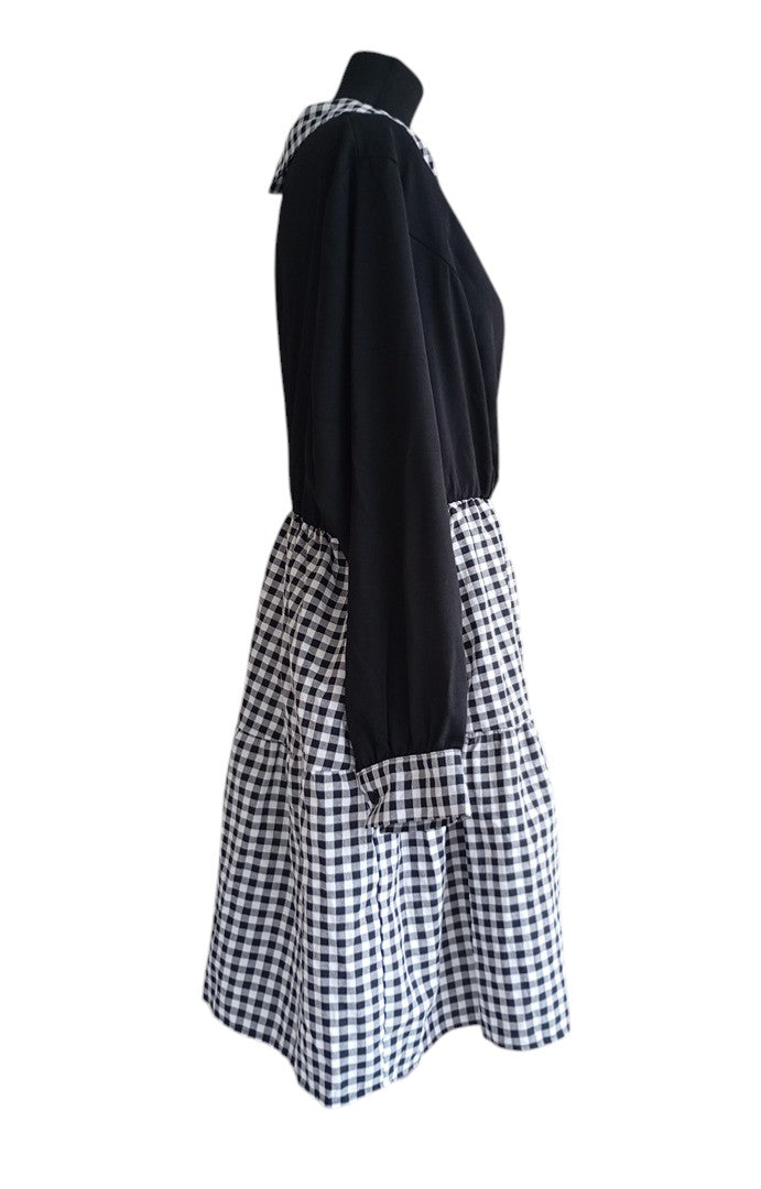 Robe Shein Fit+ - 56/58 - Noir - Manches longues - motif vichy