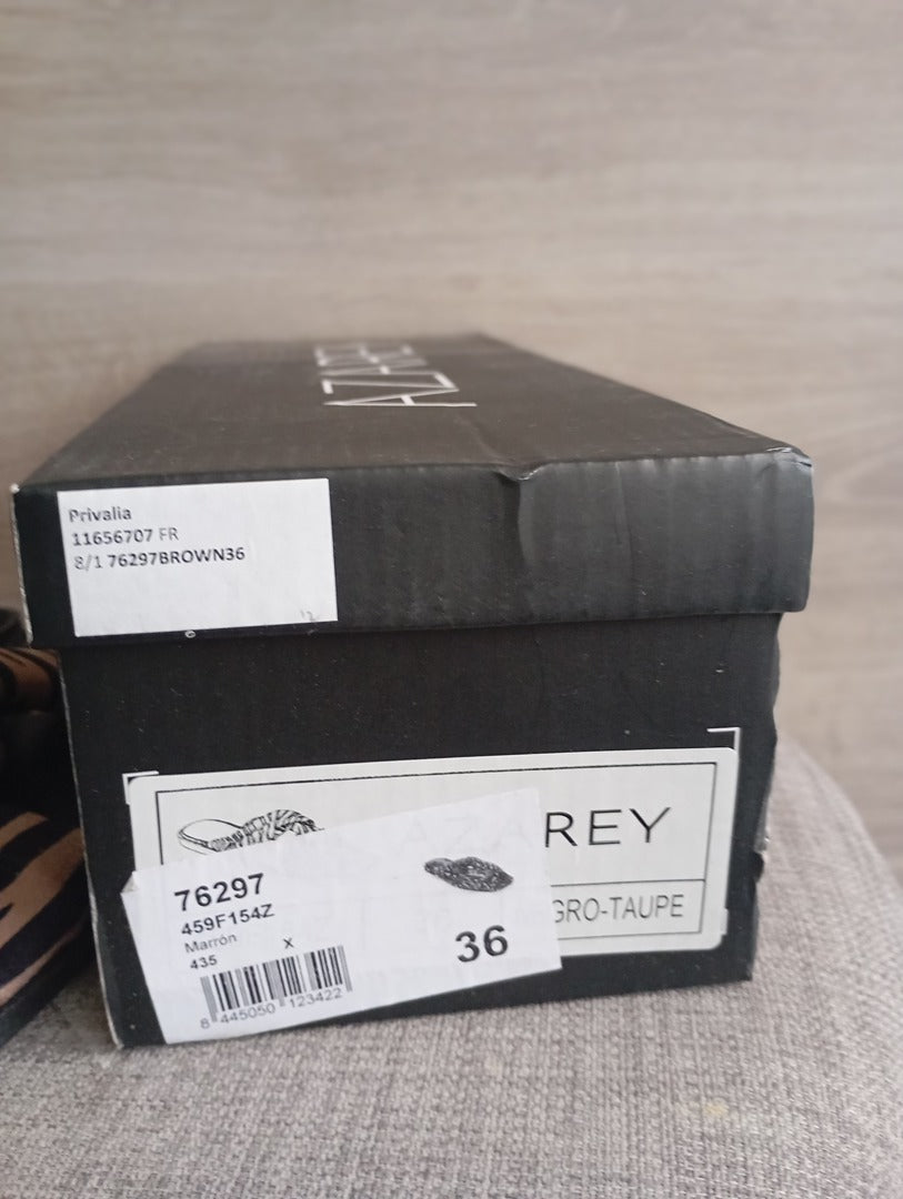 Mules zébrées marron — Azarey — Taille 36 — Neuve