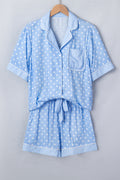 Ensemble pyjama court à pois bleu ciel