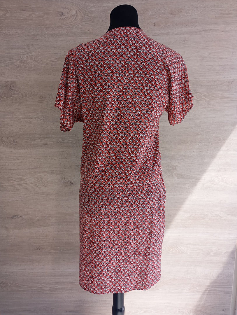 Robe Paul & Joe manches courte - L - Rouge - excellent état - 100% soie