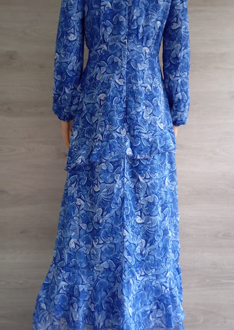 Robe longue manches longues 🌸 Trendyol 🌸 S - Bleu - Neuf avec étiquette - motif floral
