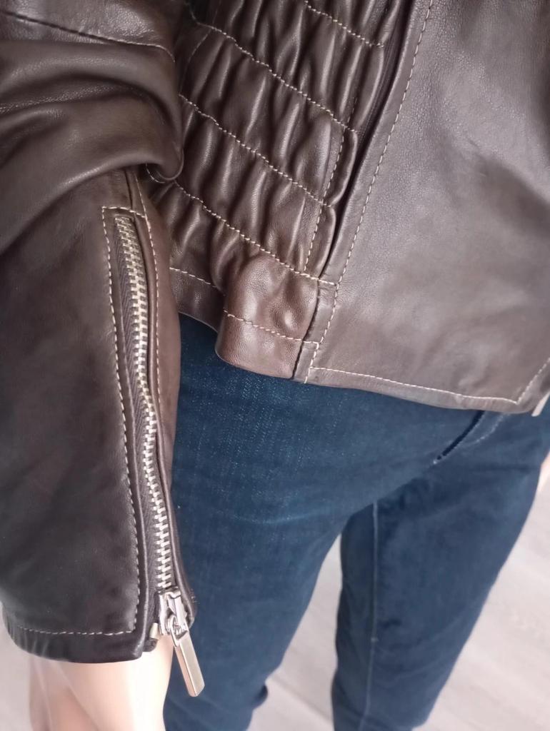 Belle veste/perfecto en 100% cuir véritable - Vera Pelle taille - L - Marron