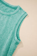 Robe courte débardeur à poches effet mineral wash en 100% coton