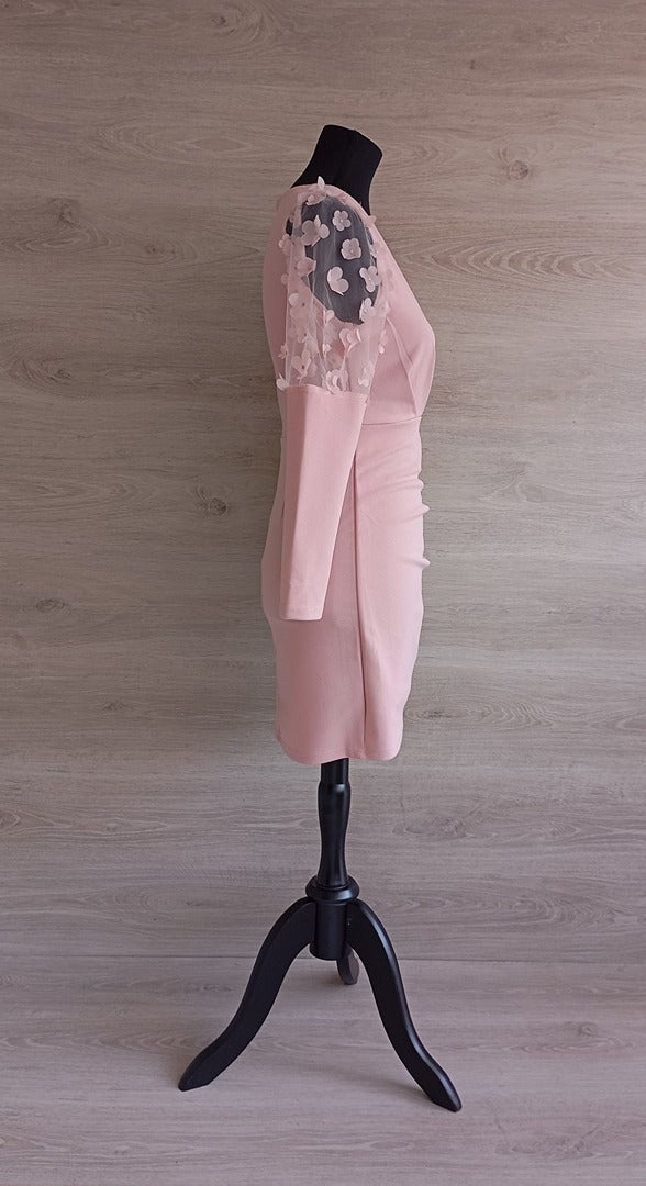 Mini robe rose fuchsia à fleurs en relief — Sheilay — Taille S — Très bon état