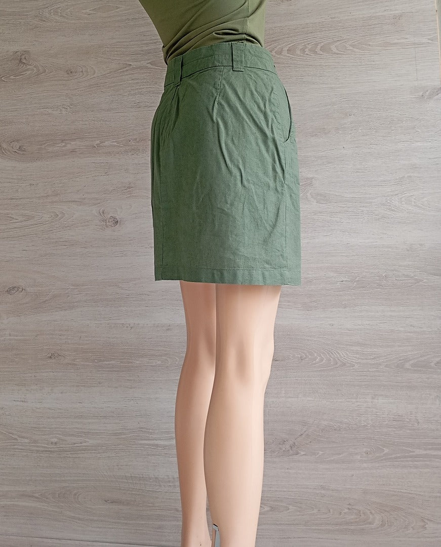 Jupe courte lin & coton kaki - Esmara - T42