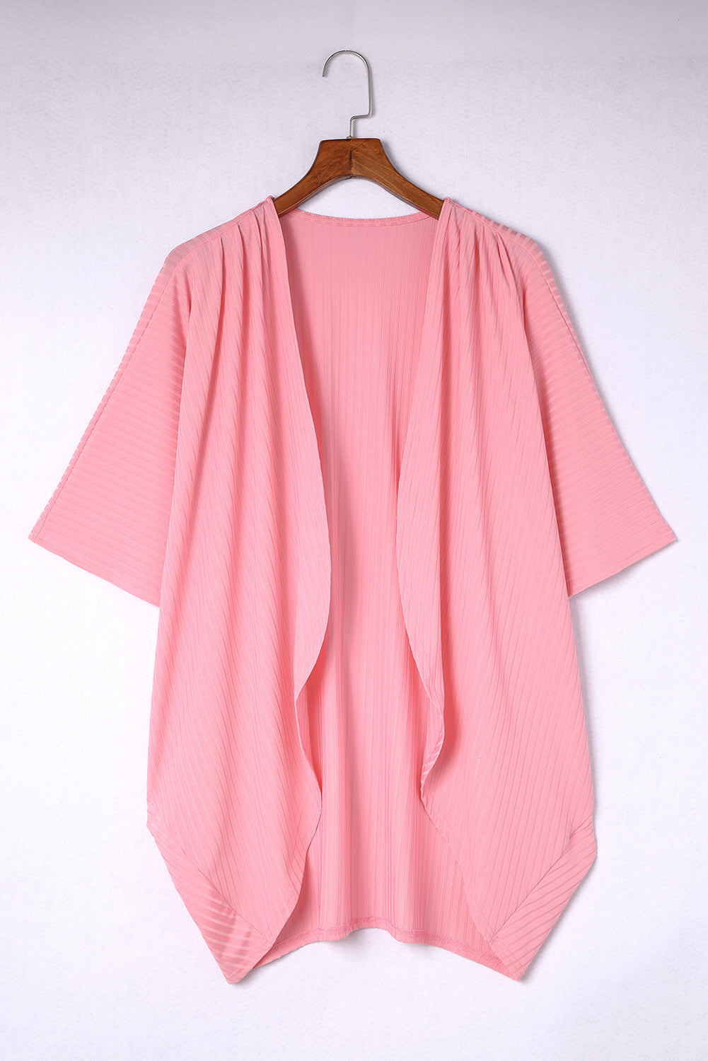 Gilet ouvert côtelé Grande Taille — Rose