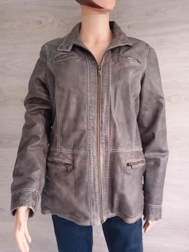 Jolie veste femme - en cuir véritable - Mcs - beige sable - style vintage américain - taille L/xl