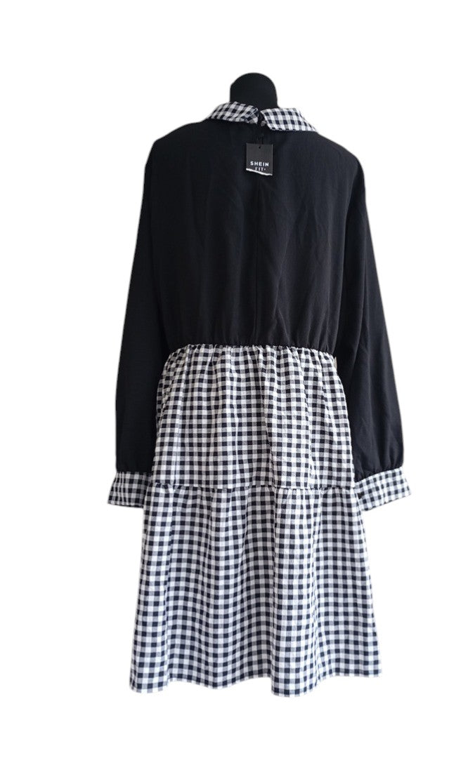 Robe Shein Fit+ - 56/58 - Noir - Manches longues - motif vichy