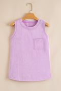 Débardeur lilas mineral wash à poche poitrine en 100% coton