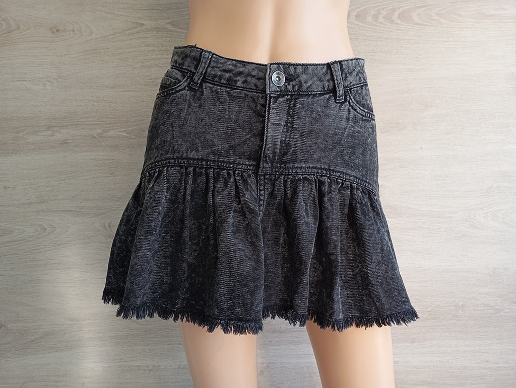 Jupe courte en jean gris/noir - Only - XS - Neuf