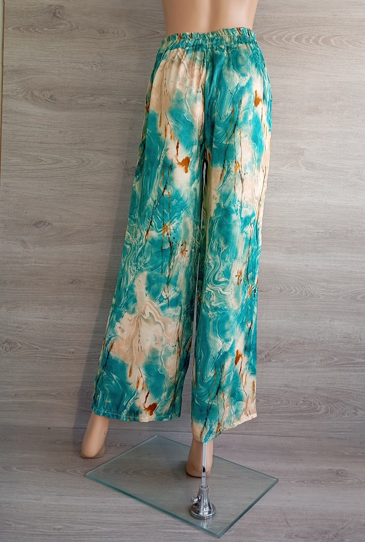 Pantalon large - Made in Italy - Xs/s - Turquoise - Très bon état - 100% viscose