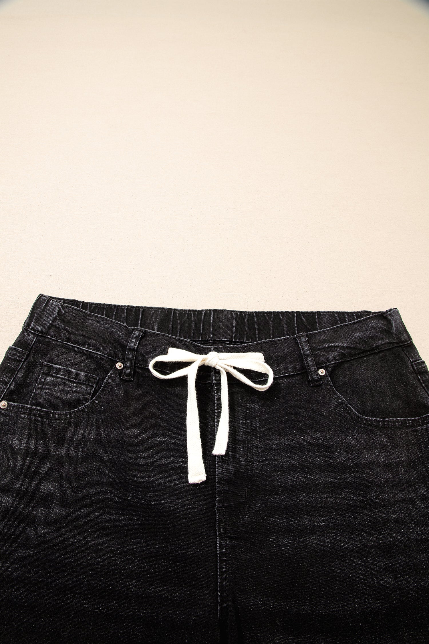 Jean Grande Taille Wide Leg à Lacets Contrastés