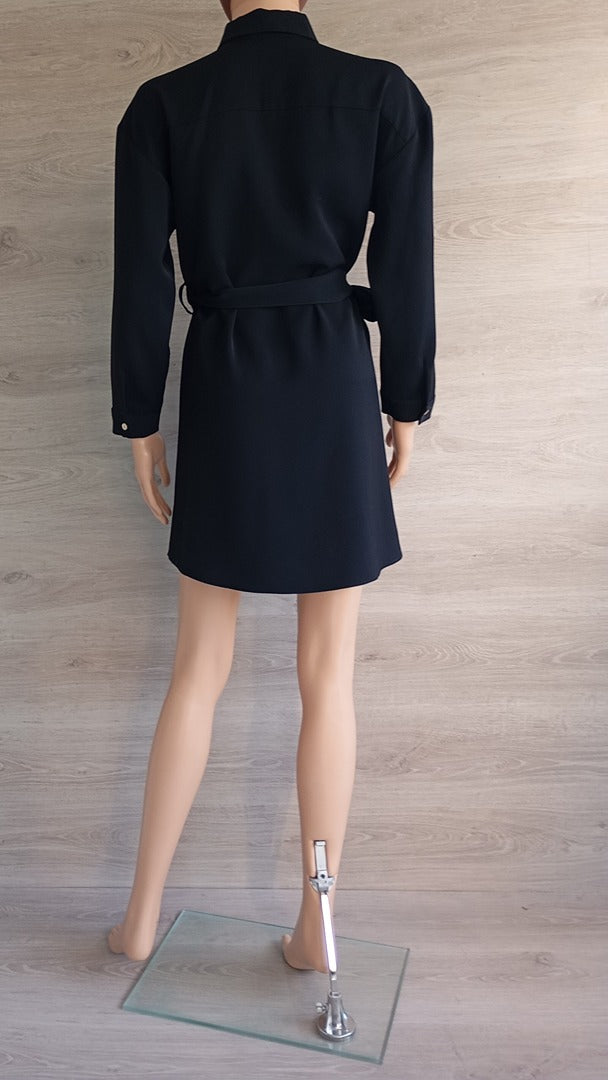 Robe courte chemise - manches longues - Zara - Xs - Noir - Très bon état