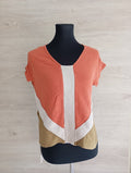 Joli top Zara taille S - Orange/multicolore - manches courtes