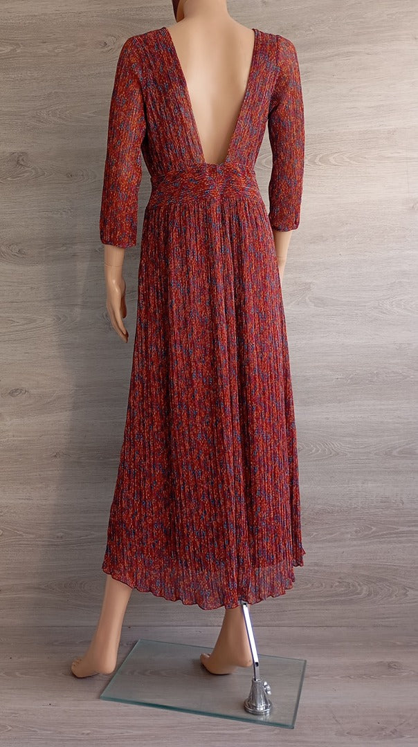 Robe longue manches 3/4 - Holly & Joey - S - Bordeau/multicolore - Très bon état