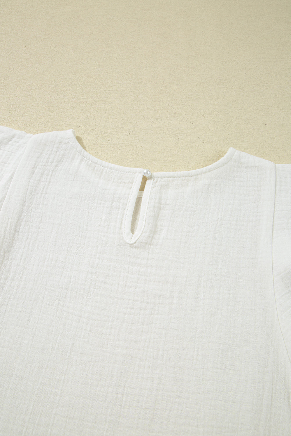 Blouse Blanche Froissée à Volants Superposés