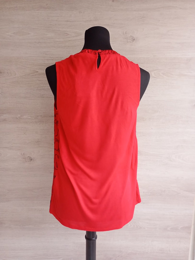 Joli blouse Cortefiel sans manches taille S - Rouge et noir - Neuf avec étiquette
