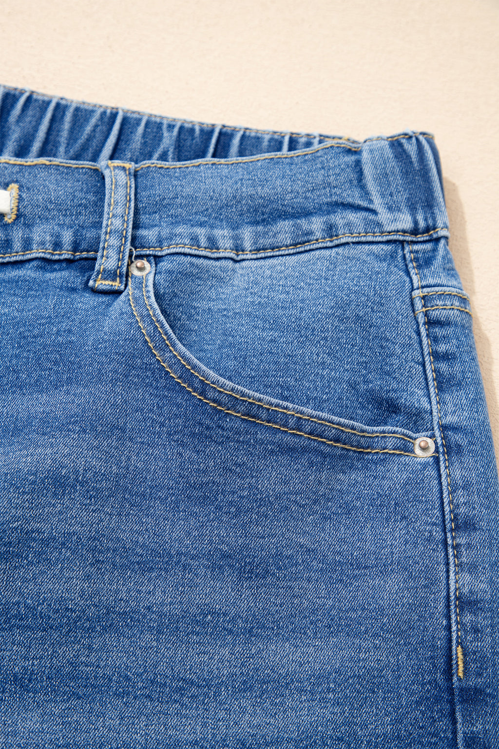 Jean Grande Taille Wide Leg à Lacets Contrastés