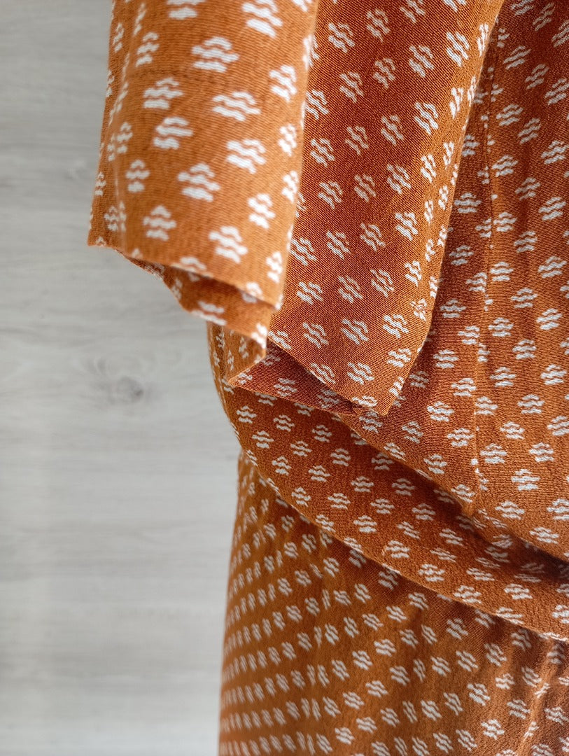 Belle robe Hartford manches courtes taille L - Orange/marron - Très bon état - 100% viscose