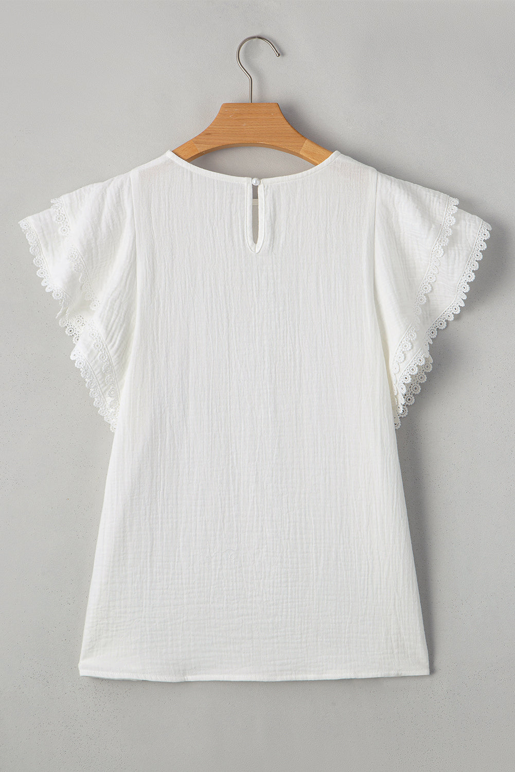 Blouse Blanche Froissée à Volants Superposés