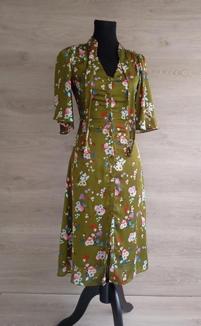 Robe midi Mango - Xs - Kaki - Très bon état