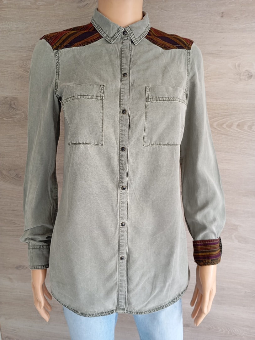 Jolie chemise manches longues Zara - Xs - Vert/multicolore
