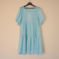 Robe courte Sweet Miss turquoise manches bouffantes volants taille L