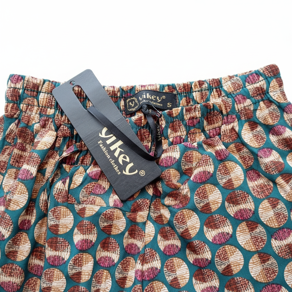 Pantalon fluide - Yikey - S - Vert/multicolore - Neuf
