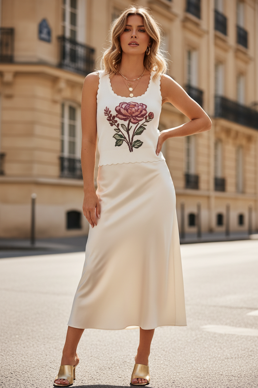 Look jupe midi ivoire