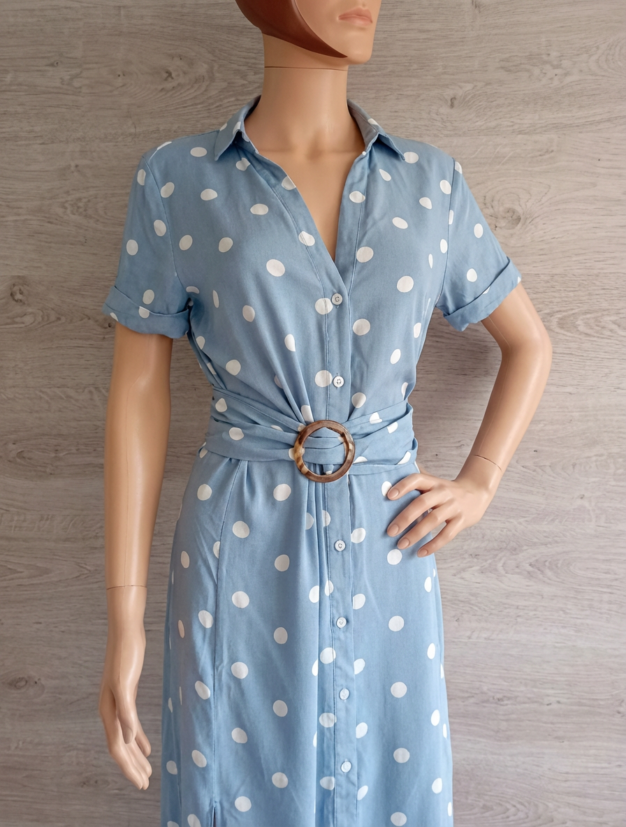 Robe chemise bleu ciel à pois — Bershka — Taille S — Très bon état