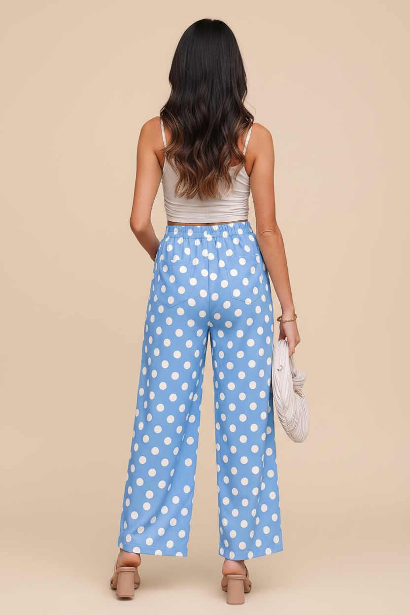 Pantalon bleu pois blancs - dos