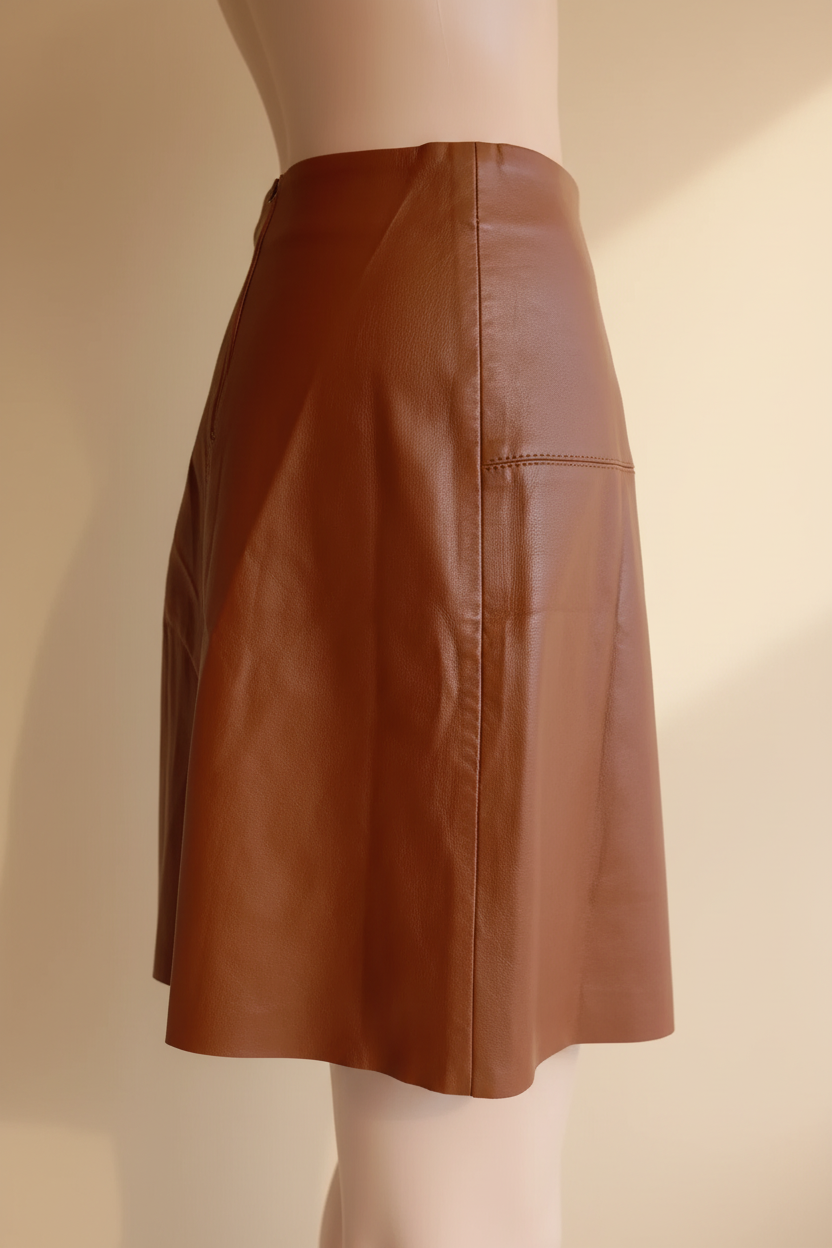 Profil jupe cuir fond beige
