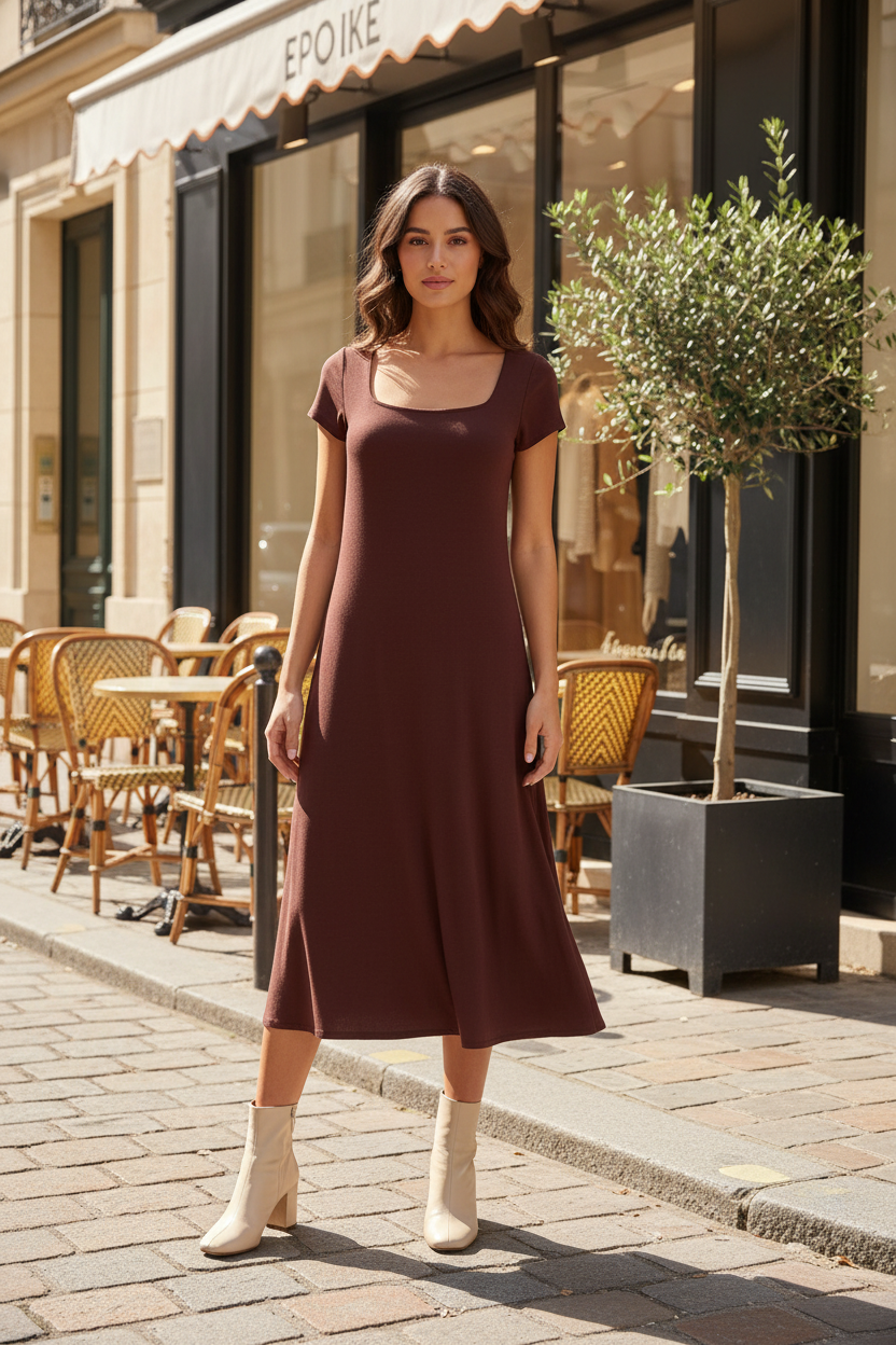 Robe bordeaux – style jeune urbain parisien