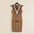 Robe Courte Drole de Copine Paris Camel Broderies Ethniques – Taille M