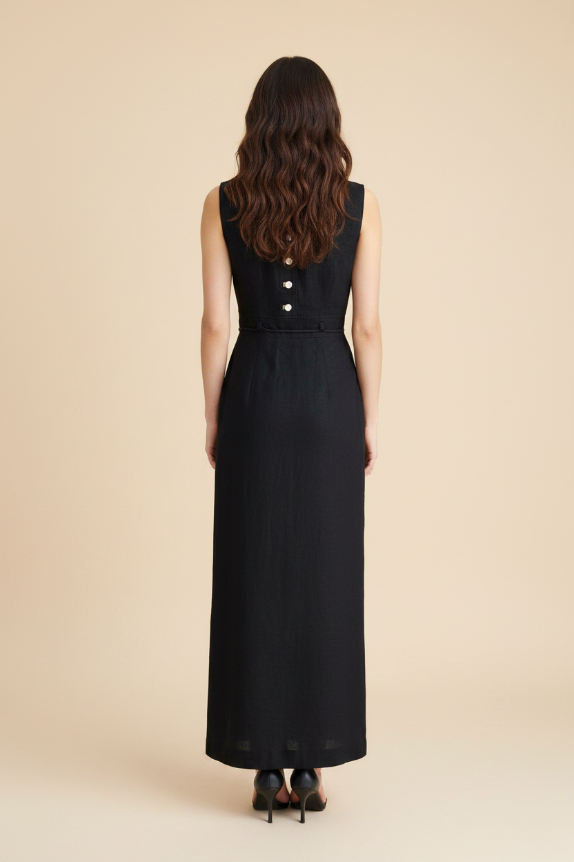 Robe longue noire Giesswein - vue dos corrigée