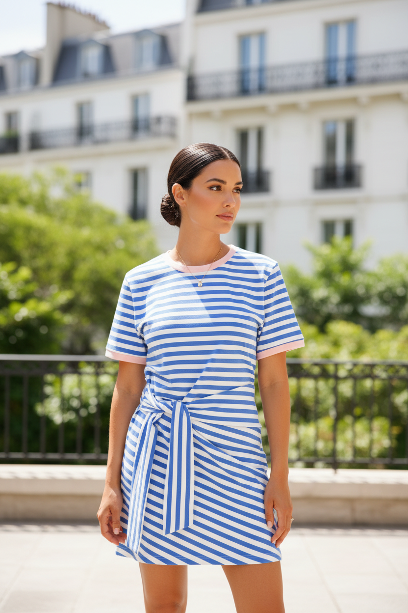 Robe marinière bleu ciel – extérieur