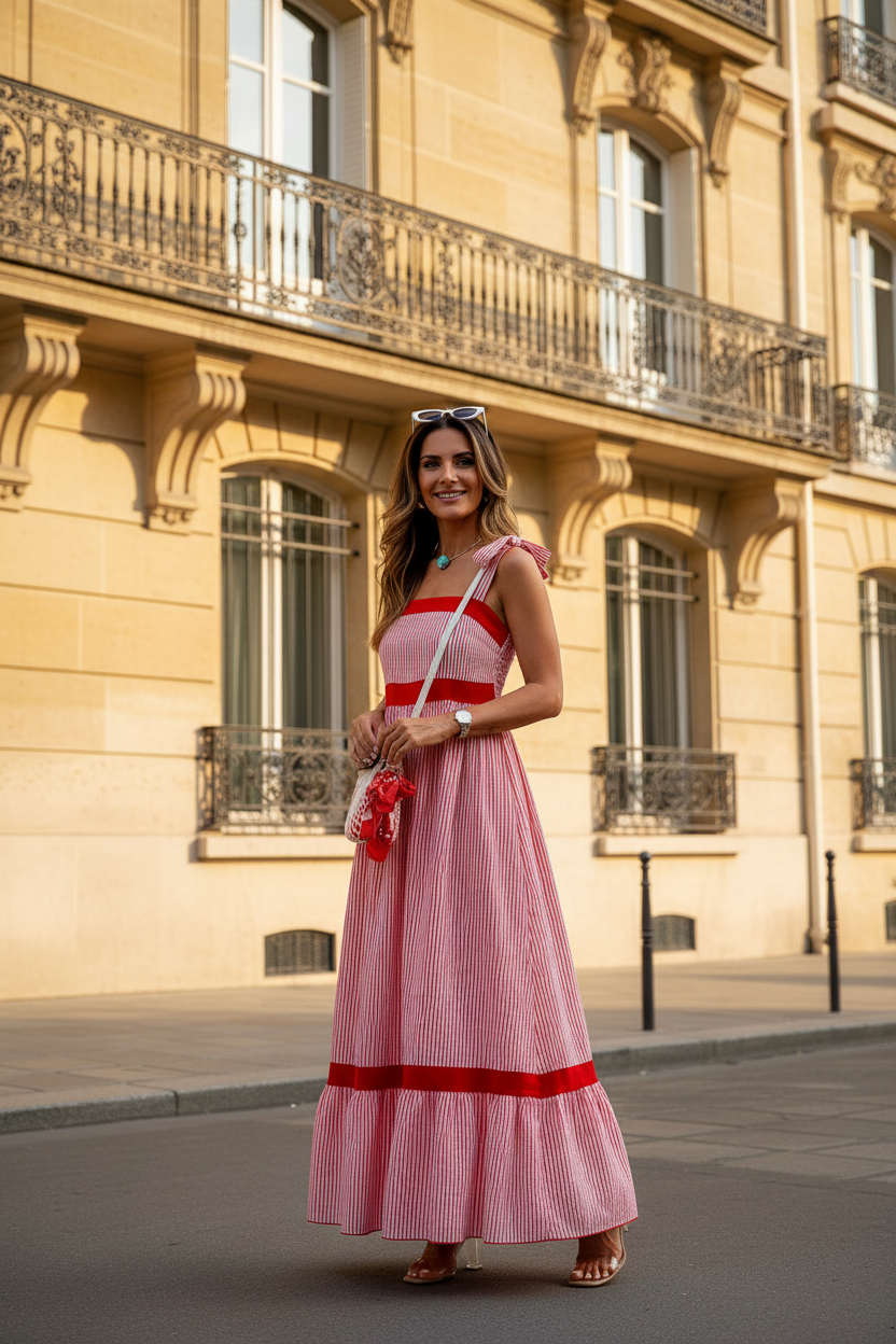 Robe rayures rouges — plan pied