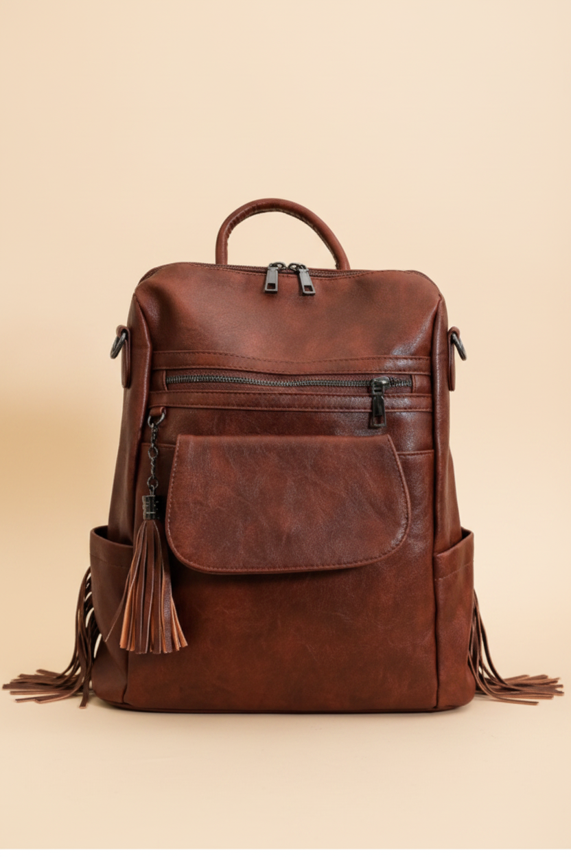 Sac à dos rétro cuir PU marron