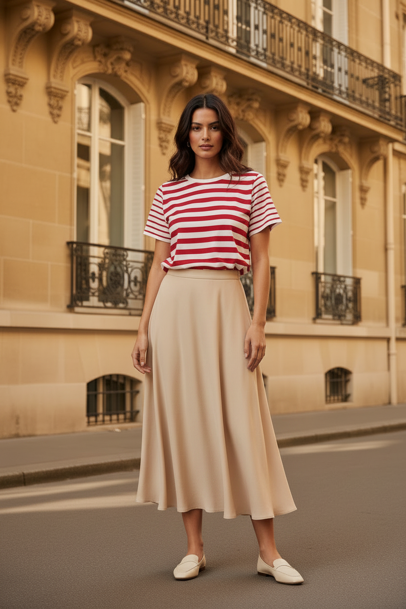 T-shirt rayures — jupe