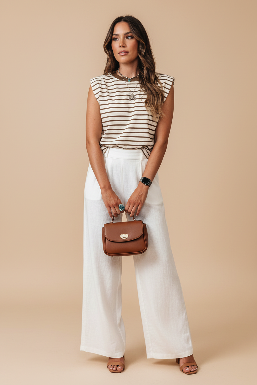 Tenue 1 – Pantalon lin blanc