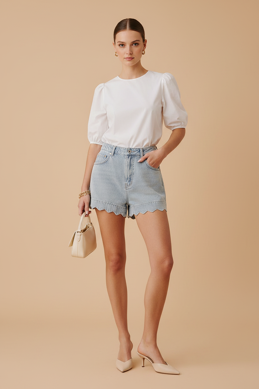 Tenue short festonné - Chic bourgeoise