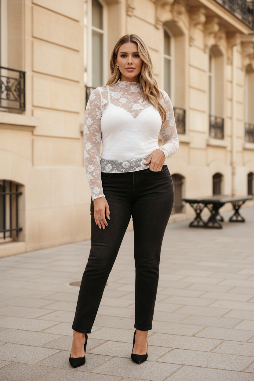 Top dentelle blanche - Look bourgeois parisien