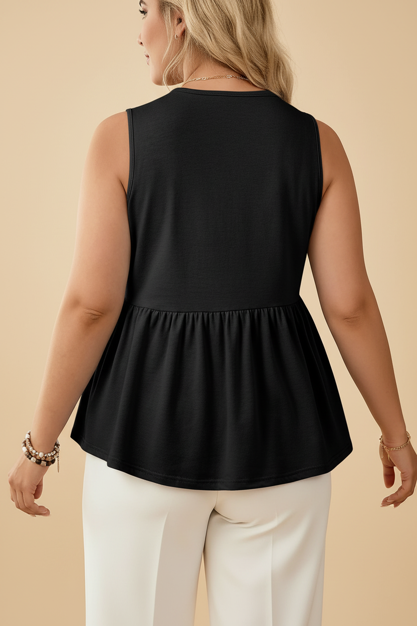 Top péplum Noir Grande Taille - Dos